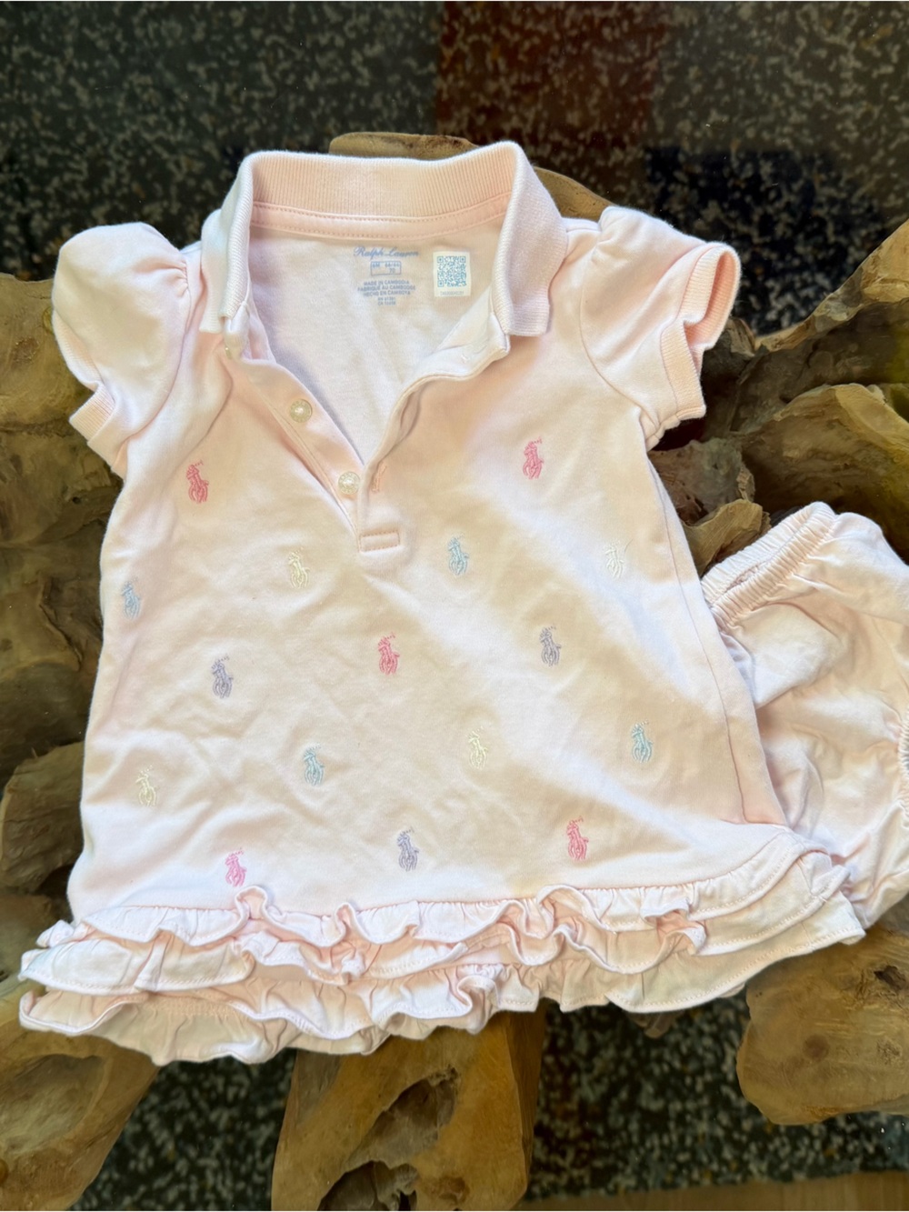 Ralph Lauren Light Pink Polo Ruffle Dress & Bloomer Set
